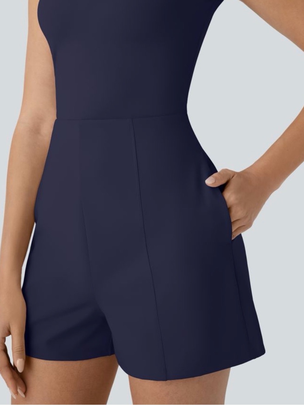 HALARA Navy Short-Sleeve Sweetheart Romper - Picture 3 of 11
